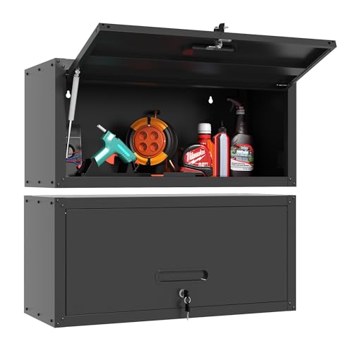 Metal Wall Mounted Cabinet with Up-flip Door,Black Steel Cabinets - color: Black, style: Up-flip door wall cabinet