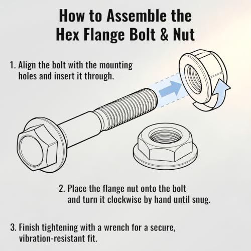 Minho M8-1.25 x 70mm Flange Head Bolts in Carbon Steel Material,Flange Hexagon Screws Come with Flange Nuts,Black Oxide Finish Plated,Partial Thread, 10 Sets - size: M8-1.25*70