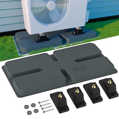 Mini Split Pad with Anti Vibration Paver Pads, 34.6'' x 18'' x 2'' - size: 34.6" x 18" x 2" with Rubber Mat