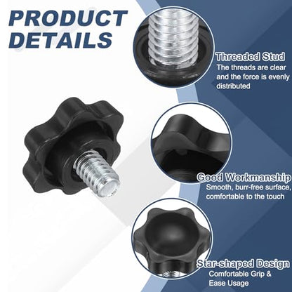 uxcell 10Pcs 1/4"-20 Star Knobs 0.55" Threaded Stud Male Clamping Knobs - size: 1/4"-20, 0.55"