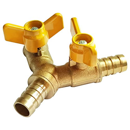 Uenede Brass 1/2 Inch Barb Ball Valve with 2-switch 3-way Y-shaped, 1PCS - size: 1/2"-1PCS