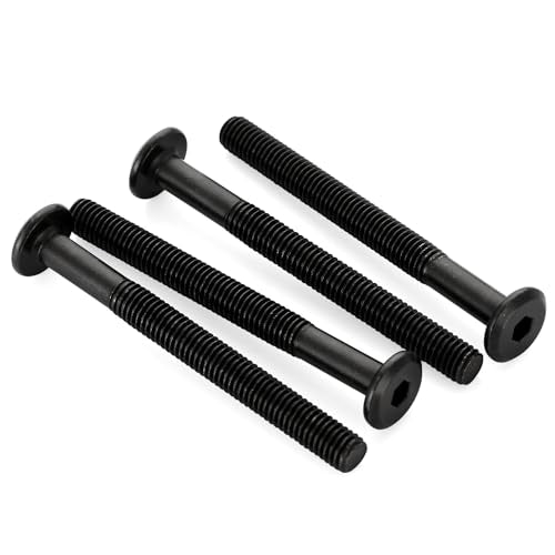 M8 x 100mm Socket Cap Allen Bolts, Flat Round Head Socket Cap Screws, Furniture Screws, Carbon Steel, Partial Thread, Black Oxide Finish, 10 PCS - size: M8 x 100mm