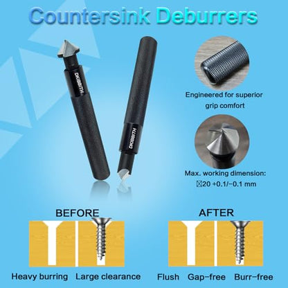 DKIBBITH 13-Piece Deburring Tool Set with 2 Countersinks & 11 Blades - Works on Metal, Resin, PVC, Copper, Plastic,3D Printed Edges - Plumbing & 3D Printing Burr Removal Reamer Tool. - style: 13 Piece Deburring Tool