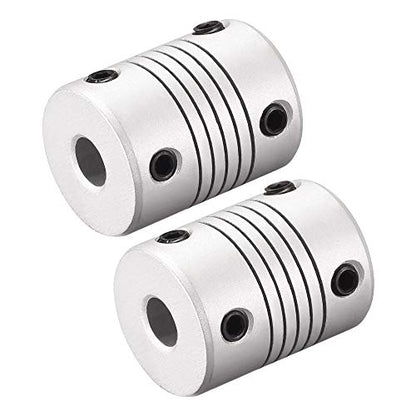 uxcell 8mm to 9mm Aluminum Alloy Shaft Coupling Flexible Coupler Motor Connector Joint L25xD19 Silver,2pcs