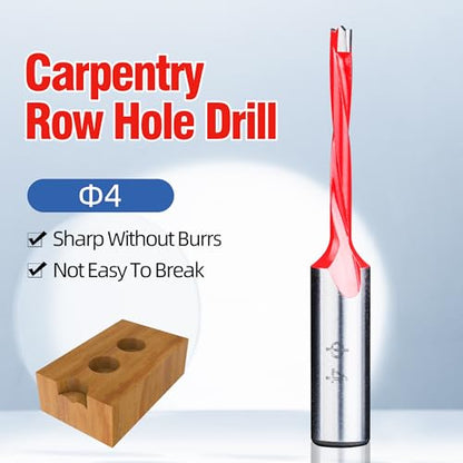 HUHAO 4mm Carbide Tipped Brad Point Boring Bit, Left Hand Dowel Drill Bits - size: 4mm Dia x 70mm Long x 10mm Shank L