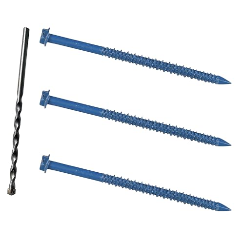 3/16 x 3-1/4" Hex Head Concrete Screw Anchor, for Anchoring to Masonry, Block or Brick (100Pcs) - size: 3/16 x 3-1/4", style: Hex Head