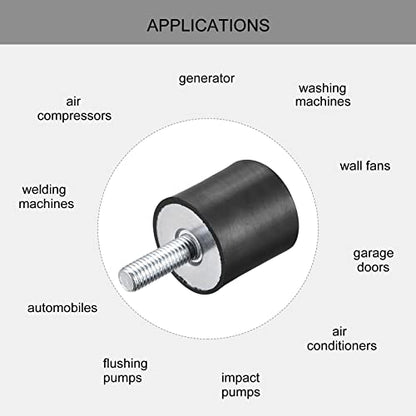 uxcell Rubber Mounts 6pcs M8 Male/Female Vibration Isolator Shock Absorber, for Garage Motor Air Compressor Car Boat Bobbins, D30mmxH30mm - size: M8x30mmx30mm