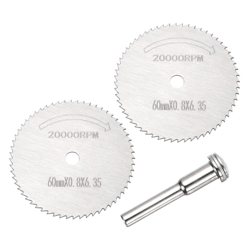 Cutting Wheel Set 2Pcs 2.36" 60mm Diameter HSS Circular Saw Blades - color: Silver, size: 2.36"(60mm) Diameter, 0.24"(6mm) Round Shank