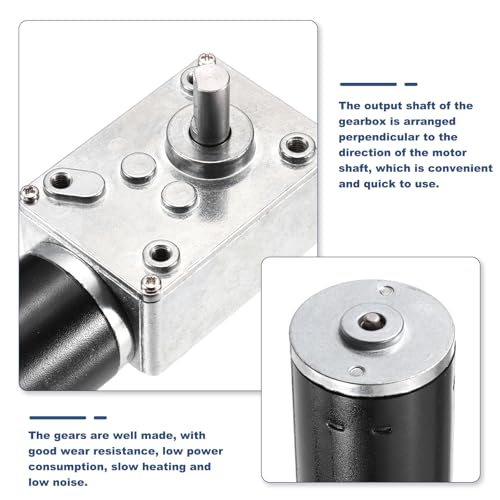 MECCANIXITY DC 24V 200 RPM Reversible Worm Geared Motor Reducer Motor