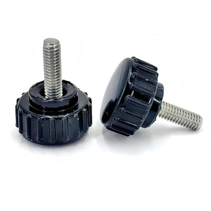 M4x12mm 304 Stainless Steel Threaded Knurled Thumbscrew Screw on Knobs Grips Black Round Clamping Screw, Black(20 Pcs) - size: M4x12
