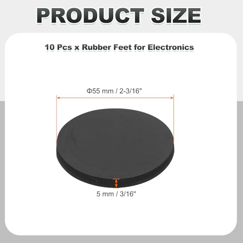 PATIKIL Non Slip Furniture Pads 2-3/16" (55mm x 5mm), 10 Pcs Adhesive Backed Round Rubber Feet Anti-Scratch Rubber Furniture Grippers for Hardwood Floor Electronics Bed Drawers DIY - size: 55mm x 5mm