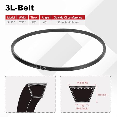 3L320 Belt, Classic Wrapped Rubber 3L Section V-Belt, Pack of 2 - size: 3L320