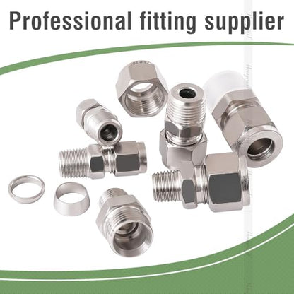 1/2 Compression Fitting, Stainless Steel 304 Tube Fittings,5 Pcs - size: NPT1/2-1/2" O.D.5pcs