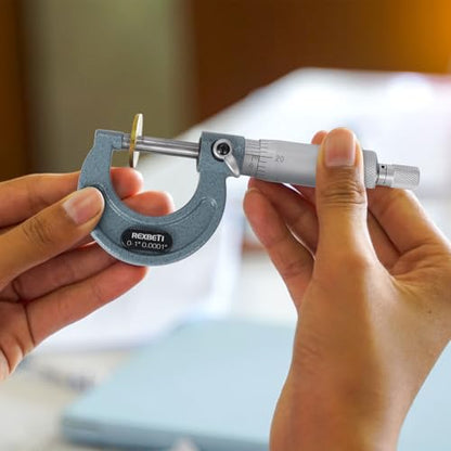 REXBETI Outside Micrometer, Ultra-Precision Carbide Tipped Measuring Tool - size: 0-3" Range