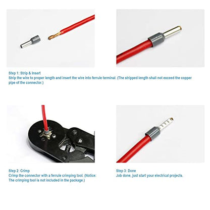 Fidioto 800pcs Wire Ferrules Terminals Kit, AWG 22-8 Terminal Connector Wire Insulated Cord Pin Ends Terminals for Electric, Industrial, Power Control System, etc. - size: 800pcs + Ferrules Only