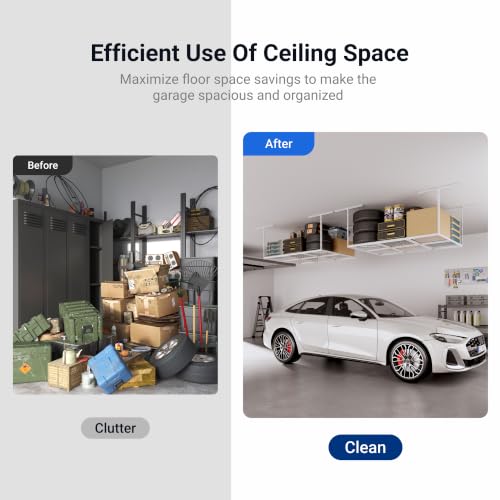 FLEXIMOUNTS 4x6 Overhead Garage Ceiling Storage Rack, 2 Pack, White - color: White, size: 4x6 ft