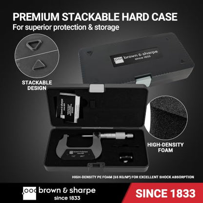 Brown & Sharpe 1-2" Outside Micrometer, 0.001" Graduation, Carbide Faces - size: 1-2 Inch