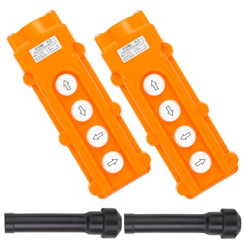 2Pcs COB61-Up-Down Left Right Rainproof Crane Push Button Switch, Orange Crane Pendant Control Station Push Button Switch with Rubber Cable Barrel - size: Up-Down Left Right