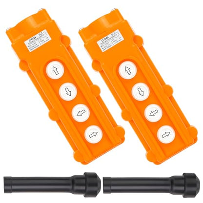2Pcs COB61-Up-Down Left Right Rainproof Crane Push Button Switch, Orange Crane Pendant Control Station Push Button Switch with Rubber Cable Barrel - size: Up-Down Left Right