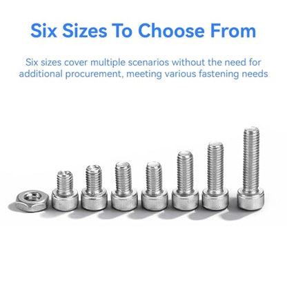 140PCS #10-32 Screws Assortment Kit, 5/16 1/4 5/8 3/8 3/4 1/2 Hex Socket Head Bolts, Nuts & Washers Assorted Set, Hex Socket Head Cap Screws Bolts Nuts Washer Kit, 304 Stainless Steel