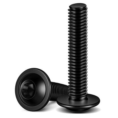 M6 x 35mm Flanged Button Head Socket Cap Screws, Black Oxide, Full Thread, Allen Socket Drive, 304 Stainless Steel, 25 PCS - color: Black, size: M6 x 35mm