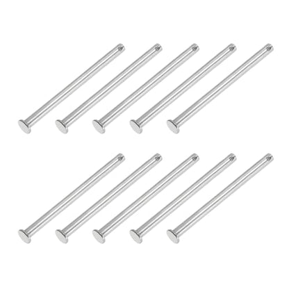 PATIKIL 6 x 90 mm Single Hole Clevis Pins, 10 Pcs 304 Stainless Steel Flat Head Pin for Hitch Pin Lock Link Hinge Systems, Silver - size: 6 x 90 x 86 mm