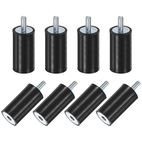 M METERXITY 8-Pack Rubber Mounts D15mmxH30mm Male/Female Vibration Isolators Cylindrical Shock Absorber W M4 x 10mm Studs for Air Compressor/Car/Pump/Boat/Garage Motor/Bobbins Rubber Isolators - size: M4 x 10mm, 15mm x 30mm