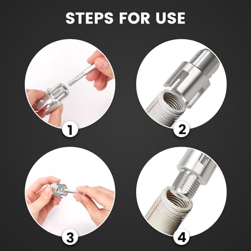 2pcs Integrated Internal & External Pipe Threading Tool 3/4'' Pipe Thread Cutting Tool Electric Drill Compatible Pvc Pipe Threader Kit Pipe Threading Tool for Plumbing Repairs