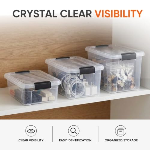 Superio Deep Storage Organizer Bin with Lid X-Deep Small Clear Storage Box with Latch for Home, Kitchen, Garage- Store, Food, Supplies, and Hair Accessories (4.75 Quart) - size: 4.7 Quart