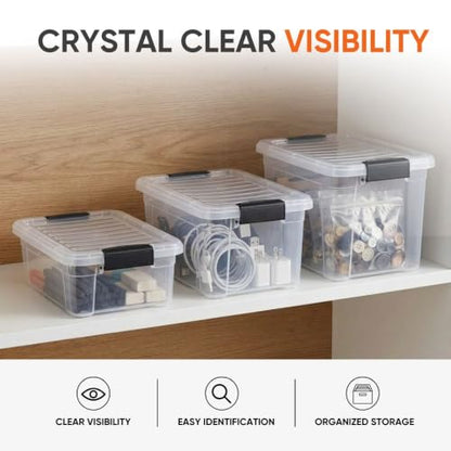 Superio Deep Storage Organizer Bin with Lid X-Deep Small Clear Storage Box with Latch for Home, Kitchen, Garage- Store, Food, Supplies, and Hair Accessories (4.75 Quart) - size: 4.7 Quart
