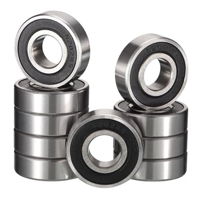 6202-2RS Deep Groove Ball Bearings, ID 15mm x OD 35mm x Width 11mm Double Rubber Sealed Ball Bearing Pre-Lubricated Chrome Steel Z2 Lever 10pcs - size: 6202-2RS 15x35x11mm