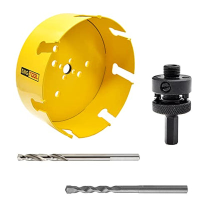 MaxTool 5-3/4" TCT Hole Saw Set 146mm Carbide Tip Holesaw 2.25" Deep 7/16" Hex Shank w Pilot Drill 4-Piece for Tough Abrasive Material; CT00Y57R548EA