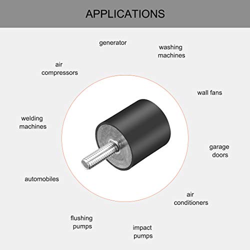 uxcell M6 Thread Rubber Mounts,Vibration Isolators,Cylindrical Shock Absorber with Studs 25 x 25mm 4pcs - size: M6x25x25mm