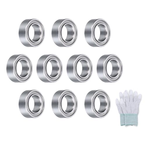 uxcell MR74ZZ Deep-Groove Ball Bearings for Rollers, 7mm x 4mm x 2.5mm Seal Bearings with Fiber Gloves, Double Metal Sealed Bearing Steel Skateboard Bearings 10Pcs - size: MR74ZZ