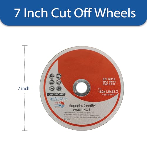 WFLNHB 25 Pack 7"x0.0625"x7/8" Metal and Stainless Steel Cut Off Wheels Replacement for Angle Grinders - style: 7"x1/16"x7/8"