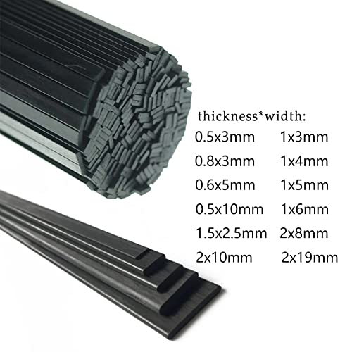 Carbon Fiber Board: Length: 500mm, Thickness: 1mm, Width: 4mm; (20 PCS)