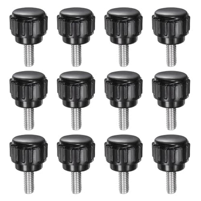uxcell 12pcs Knurled Clamping Knobs M4 x 10mm Metric 304 Stainless Steel Male Thread Thumb Screw on Type 14mm Plastic Round Head Threaded Hand Bolt Stud Knobs Black - size: M4 x 10mm x 14mm