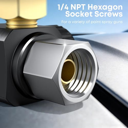 1/4" NPT Digital Air Pressure Regulator, Adjustable 0-200 PSI Air Compressor Regulator with Pressure Gauge for Pneumatic Tools & Spray Equipment