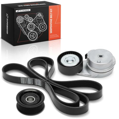 A-Premium Serpentine Drive Belt Kit with Tensioner & Idler Pulley
