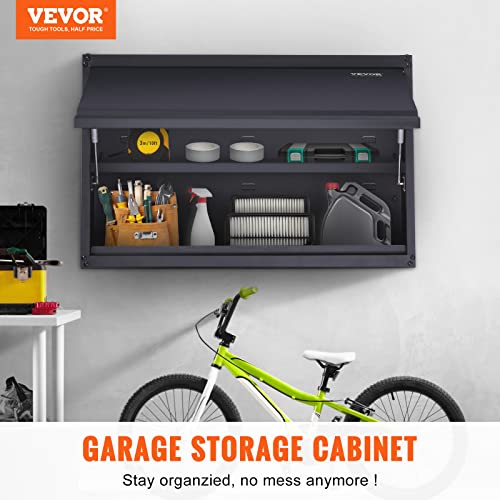 VEVOR Metal Storage Cabinet, 120lbs Load Capacity per Shelf, 20'' Tall Wall-Mounted Powder-Coating Steel Garage Cabinet with Adjustable Shelf, Press to Close & Open Door Perfect for Office Garage Tool - size: Flip up 20"