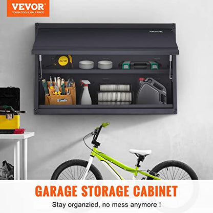 VEVOR Metal Storage Cabinet, 120lbs Load Capacity per Shelf, 20'' Tall Wall-Mounted Powder-Coating Steel Garage Cabinet with Adjustable Shelf, Press to Close & Open Door Perfect for Office Garage Tool - size: Flip up 20"