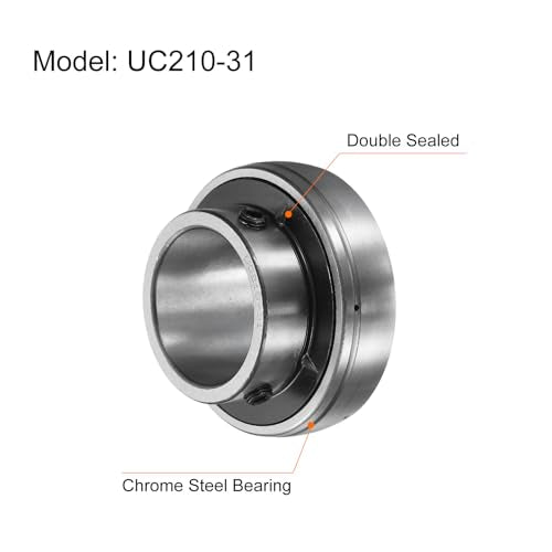 uxcell 2pcs UC210-31 Pillow Block Bearings 1-15/16" Bore Bearing Units Chrome Steel (GCR15) Flange Mounted Bearing Housing with Wrench - size: UC210-31 (ID 1 15/16")