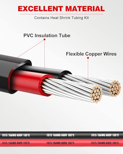 NAOEVO 16 Gauge Wire 2 Conductor, 16 Gauge Automotive Wire 12V Cable, 50FT - size: 50ft, style: 2C-16AWG