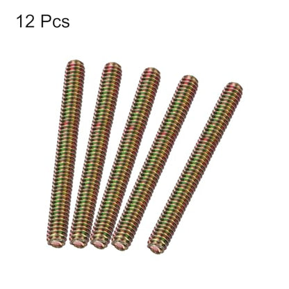 uxcell 12pcs Fully Threaded Rods 1/4x2-1/2 All Thread Studs Long Threaded Screw Carbon Steel for Furniture Garden Railing Mounting Assembly Fastening Frame Connection Colorful Zinc - size: 1/4x2-1/2"