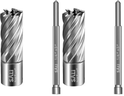 SALI Annular Cutter Diameter 3/4 Inch with Weldon Shank 3/4"(with 2 Flats) Cutting Depth 1" Mag Drill Bit for Magnetic Drill Press HSS Fully Ground Drill with One 1/4"*3" Pilot Pin (Pack of 2) - size: 3/4"*1" (Pack of 2)