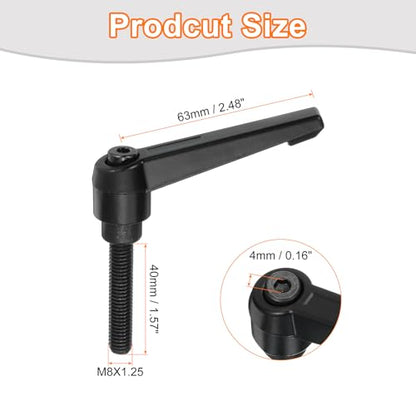 uxcell 4Pcs M8 x 40mm Adjustable Knobs Handle Male Thread Push Button Ratchet Quick Release Locking Rotating Bolt for Lathe Machinery, Black - size: M8 x 40mm