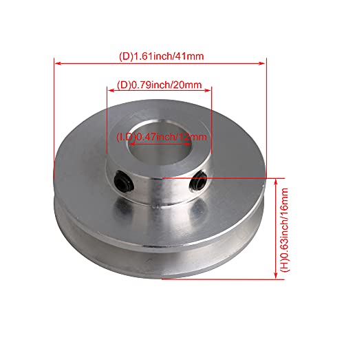4.1x1.6x1.2cm Silver Aluminum Alloy 1.2cm Fixed Bore Single V-shape Pulley Wheel for Motor Shaft 0.3-0.5cm PU Round Belt - size: 41*12mm
