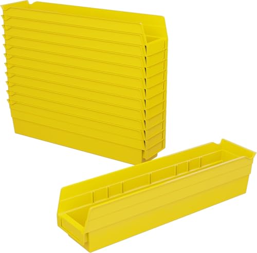 Akro-Mils 30128 Heavy Duty Plastic Shelf Bins, 18"x 4"x 4", Yellow, 12-Pack - color: Yellow