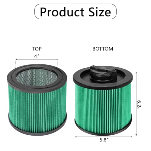 DXVC4003 HEPA Cartridge Filter Replacement Fit for DEWALT 4 Gallon Wet Dry Vacuum Cleaners, Washable and Reusable Compatible with DXV04T, DXV05P, DXV05S, DXV08S, DXV06G (2 Pack) - size: DXVC4003 2 Pack
