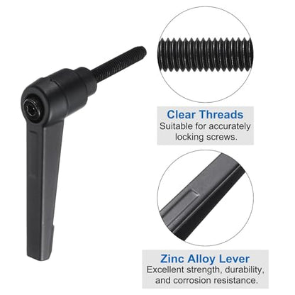 uxcell 4pcs Lever Adjustable Handles M5 x 25mm Metric Male Thread with Nuts Washers, Level Clamping Handle Set Hand Stud Knobs Rotating Screw Handles Bolts with Locking Lever, Black - size: M5 x 25mm